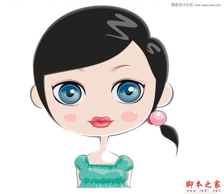 CorelDRAW快速绘制卡通女孩头像教程,脚本之家