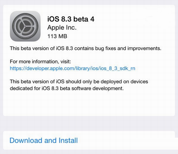 ios8.3beta4新特性 ios8.3beta4更新内容