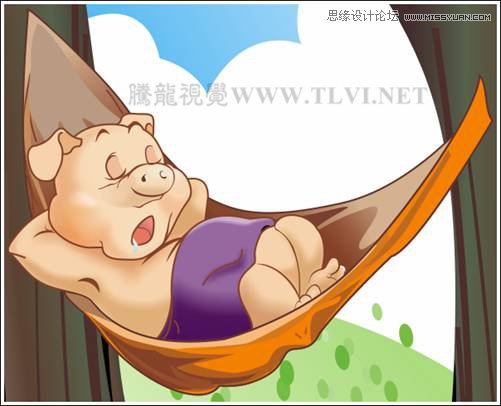 CorelDRAW绘制可爱的泡泡猪卡通插画,破洛洛