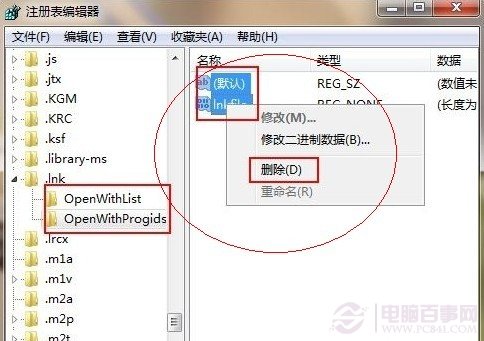 找到IE注册表的LNK项