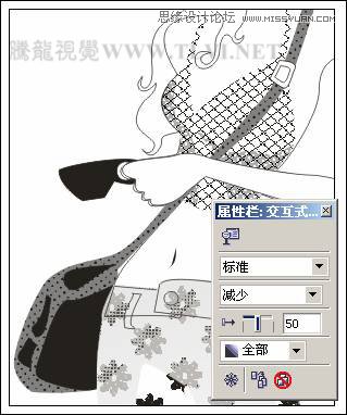 CorelDRAW绘制半调图案背景前的摩登少女,破洛洛