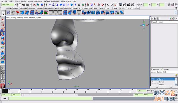 MAYA NURBS制作高精度生物模型详解 脚本之家 MAYA建模教程