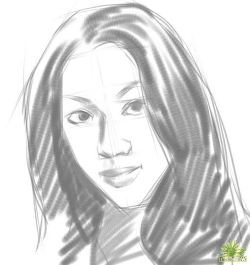 Painter手绘女孩头像素描_脚本之家jb51.net整理