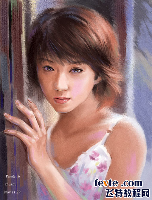 painter绘制粉彩效果女孩 脚本之家 painter教程