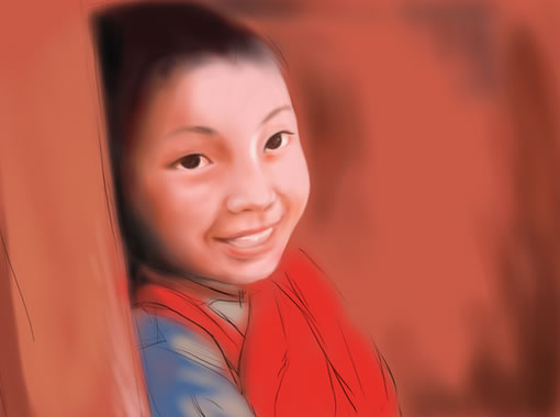 painter绘制可爱的藏族小男孩 脚本之家 painter教程