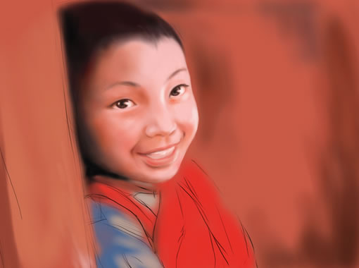 painter绘制可爱的藏族小男孩 脚本之家 painter教程