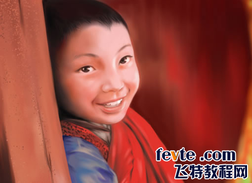 painter绘制可爱的藏族小男孩 脚本之家 painter教程