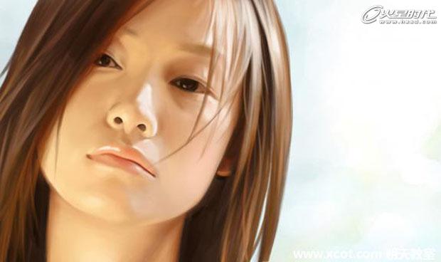 painter绘制写实女孩头像 脚本之家 painter鼠绘教程